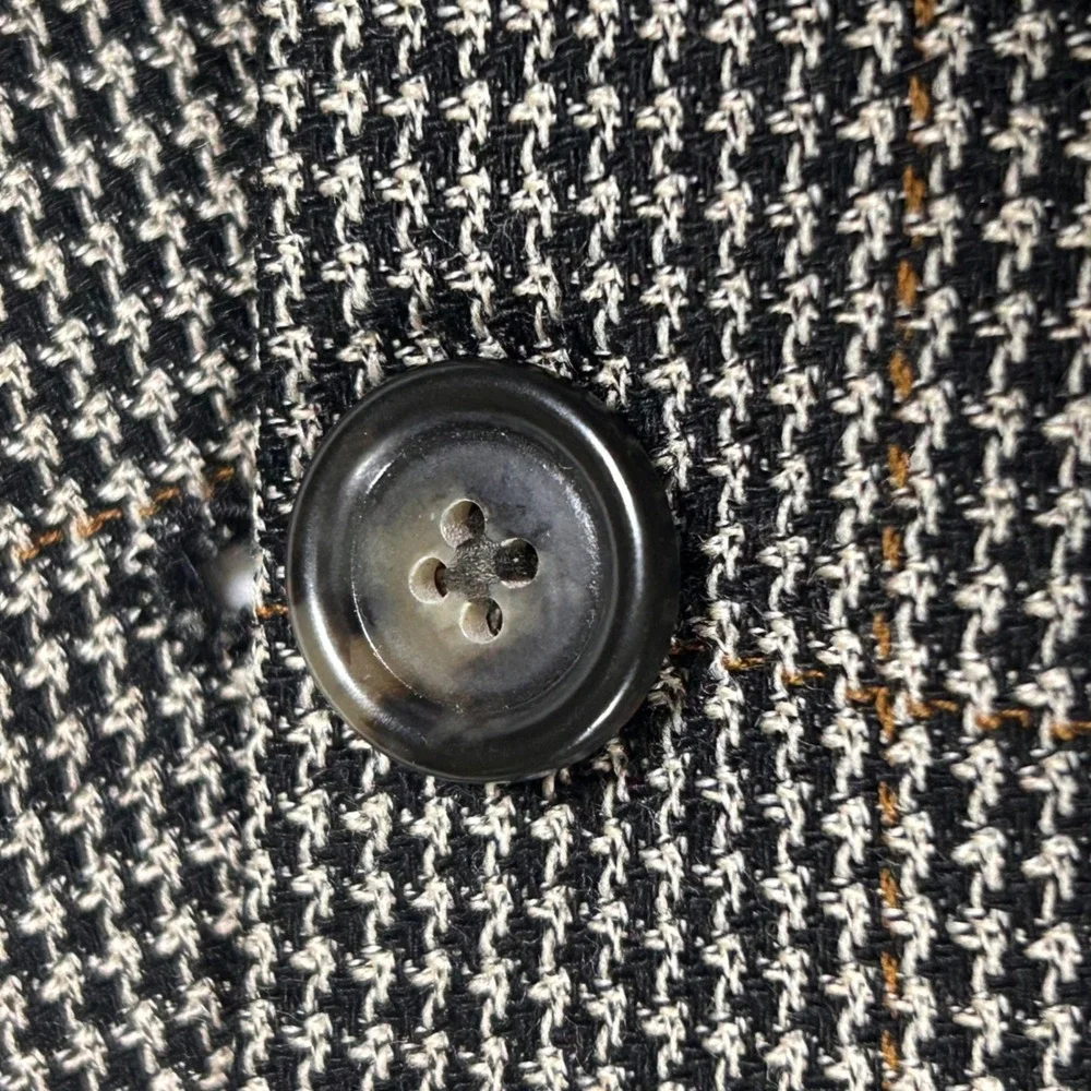 Jos A Bank Blazer Mens 46R Portly Silk Wool Houndstooth Sport Coat Brown Black‎